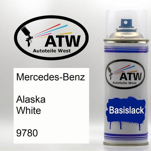 Mercedes-Benz, Alaska White, 9780: 400ml Sprühdose, von ATW Autoteile West.